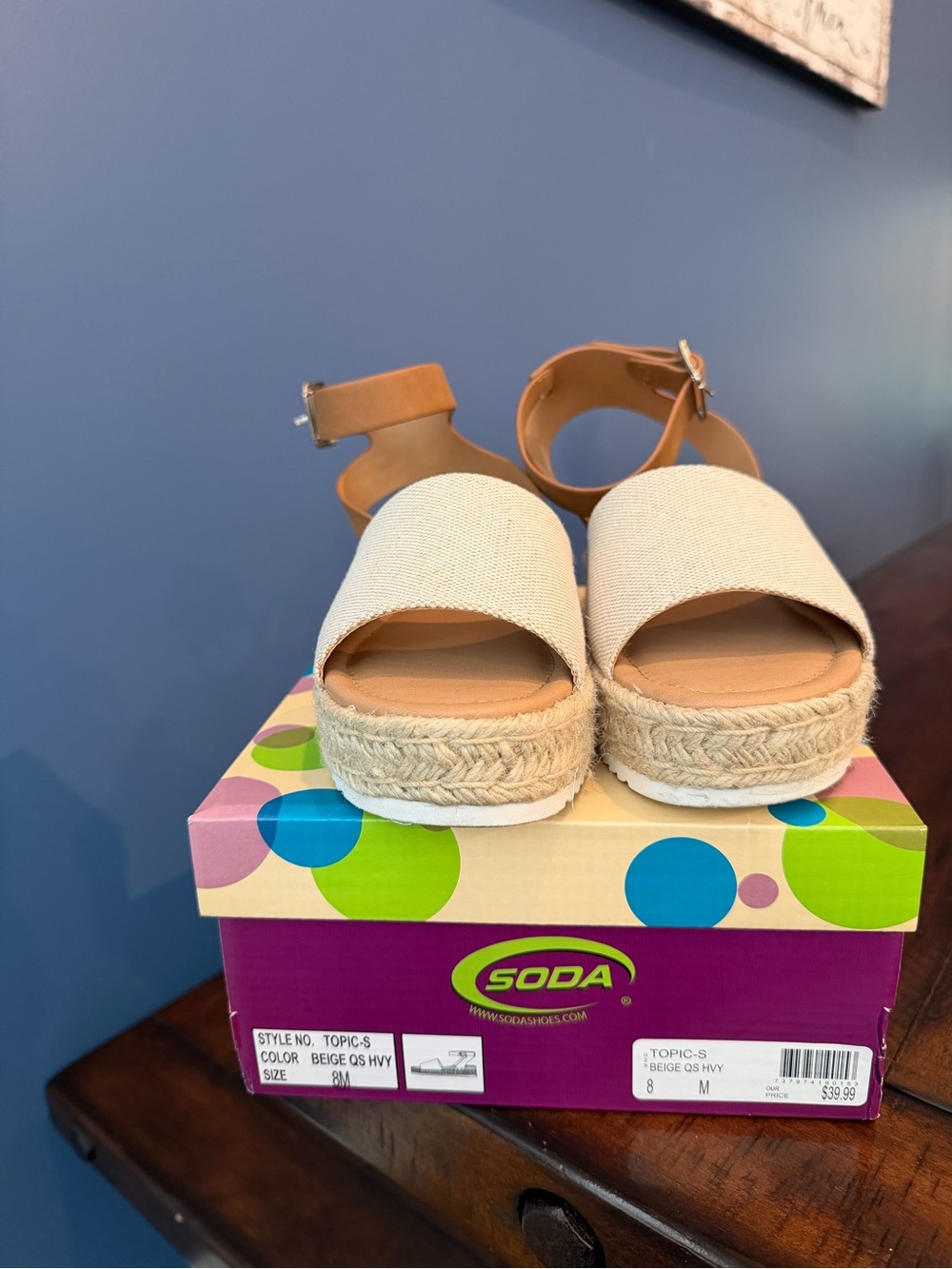 Soda Cream Espadrille Platform Sandals with Ankle Buckle